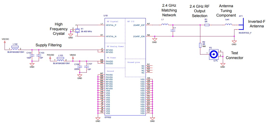 回路図 - Silicon Labs BRD4103A EFR32BG12 2.4GHz 10dBm無線ボード
